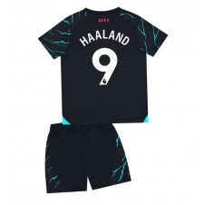 Manchester City Erling Haaland #9 Tredjeställ Barn 2023-24 Korta ärmar (+ Korta byxor)